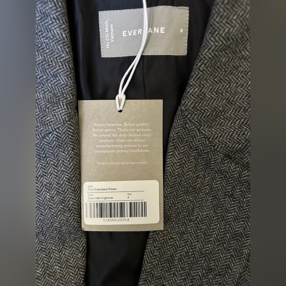 Everlane The Italian Wool Oversized Blazer Jacket NWT Grey Herringbone - Picture 7 of 7
